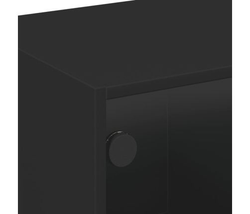 Mueble de TV con puertas de vidrio negro 102x37x42 cm