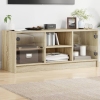 Mueble de TV con puertas de vidrio roble Sonoma 102x37x42 cm