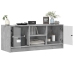 Mueble de TV con puertas de vidrio gris hormigón 102x37x42 cm