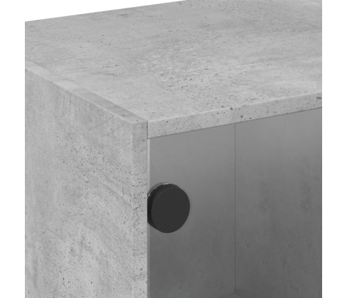 Mueble de TV con puertas de vidrio gris hormigón 102x37x42 cm