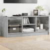 Mueble de TV con puertas de vidrio gris hormigón 102x37x42 cm