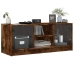 Mueble de TV con puertas de vidrio roble ahumado 102x37x42 cm