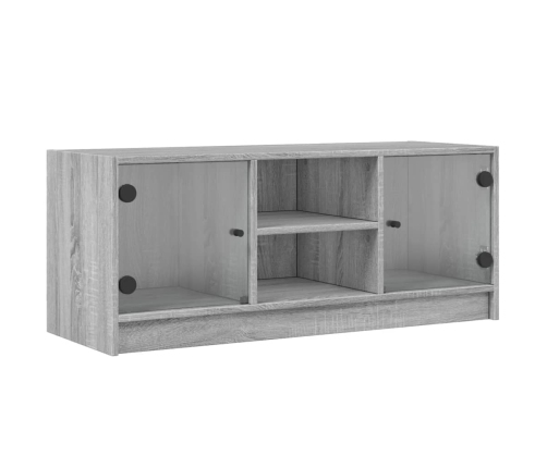 Mueble de TV con puertas de vidrio gris Sonoma 102x37x42 cm