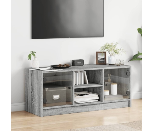 Mueble de TV con puertas de vidrio gris Sonoma 102x37x42 cm