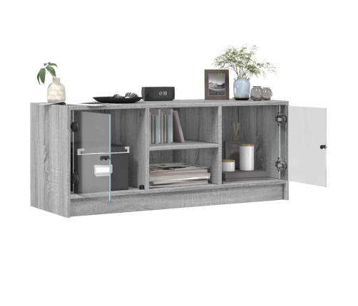 Mueble de TV con puertas de vidrio gris Sonoma 102x37x42 cm