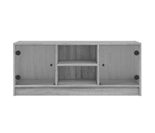 Mueble de TV con puertas de vidrio gris Sonoma 102x37x42 cm