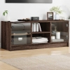 Mueble de TV con puertas de vidrio marrón roble 102x37x42 cm