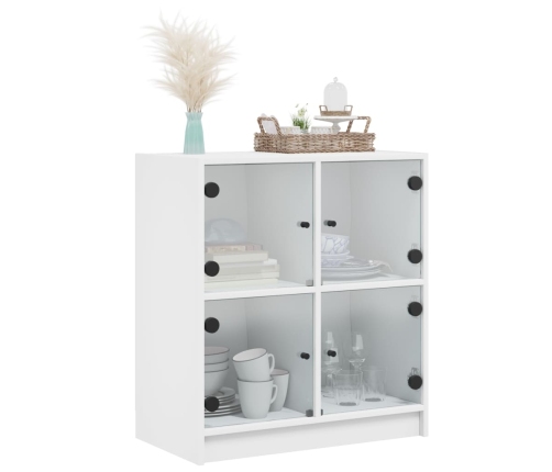 Armario auxiliar con puertas de vidrio blanco 68x37x75,5 cm