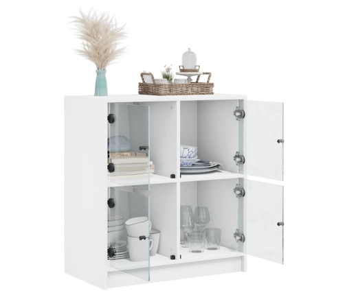 Armario auxiliar con puertas de vidrio blanco 68x37x75,5 cm