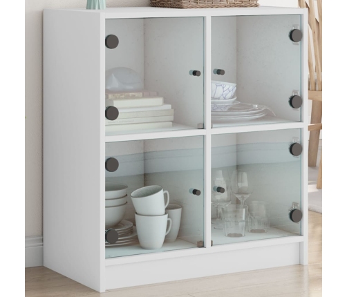 Armario auxiliar con puertas de vidrio blanco 68x37x75,5 cm