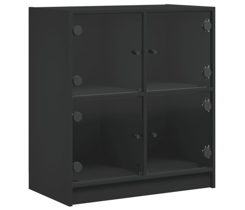 Armario auxiliar con puertas de vidrio negro 68x37x75,5 cm