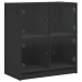 Armario auxiliar con puertas de vidrio negro 68x37x75,5 cm