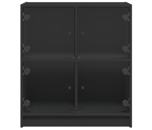 Armario auxiliar con puertas de vidrio negro 68x37x75,5 cm