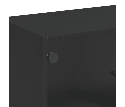 Armario auxiliar con puertas de vidrio negro 68x37x75,5 cm