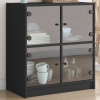 Armario auxiliar con puertas de vidrio negro 68x37x75,5 cm