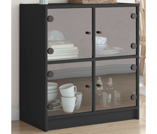 Armario auxiliar con puertas de vidrio negro 68x37x75,5 cm