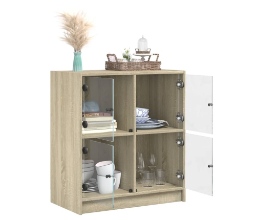 Armario auxiliar puertas de vidrio roble Sonoma 68x37x75,5 cm