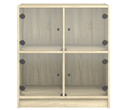 Armario auxiliar puertas de vidrio roble Sonoma 68x37x75,5 cm