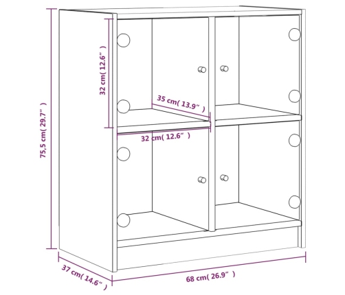 Armario auxiliar puertas de vidrio roble Sonoma 68x37x75,5 cm