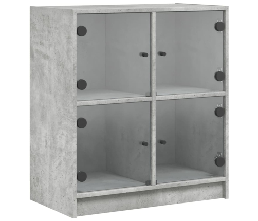 Armario auxiliar puertas de vidrio gris hormigón 68x37x75,5 cm