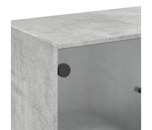 Armario auxiliar puertas de vidrio gris hormigón 68x37x75,5 cm