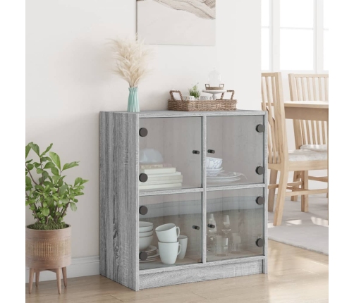 Armario auxiliar puertas de vidrio gris Sonoma 68x37x75,5 cm