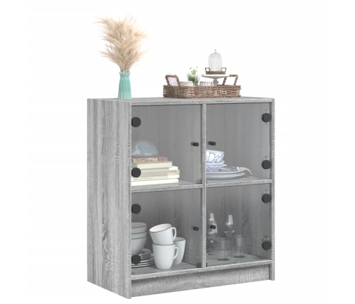 Armario auxiliar puertas de vidrio gris Sonoma 68x37x75,5 cm