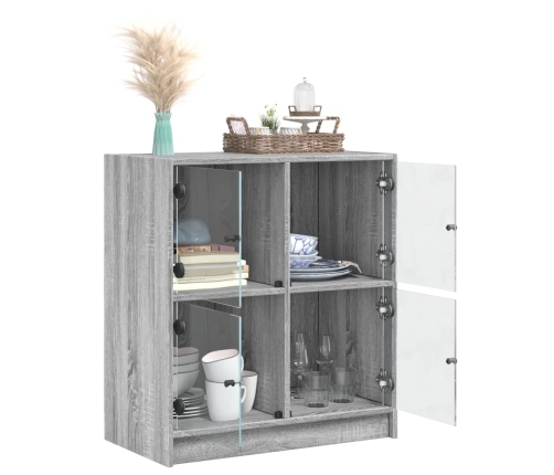 Armario auxiliar puertas de vidrio gris Sonoma 68x37x75,5 cm