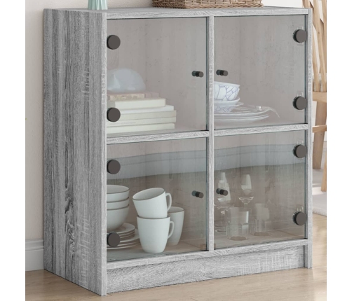 Armario auxiliar puertas de vidrio gris Sonoma 68x37x75,5 cm