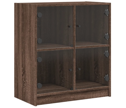 Armario auxiliar puertas de vidrio marrón roble 68x37x75,5 cm