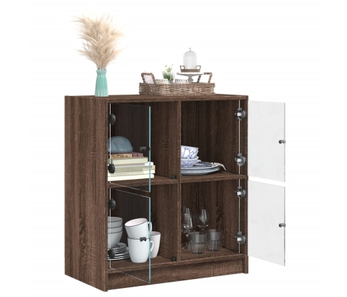 Armario auxiliar puertas de vidrio marrón roble 68x37x75,5 cm