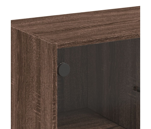 Armario auxiliar puertas de vidrio marrón roble 68x37x75,5 cm