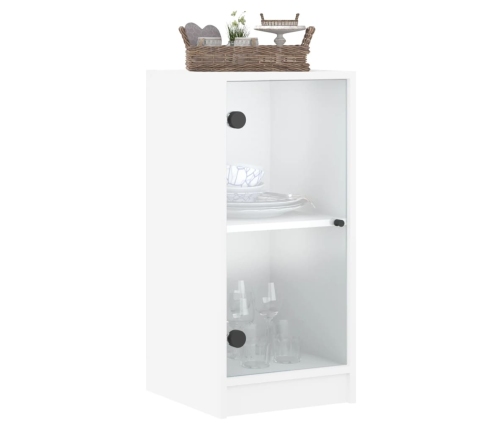 Armario auxiliar con puertas de vidrio blanco 35x37x75,5 cm