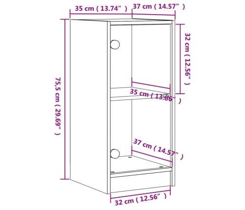 Armario auxiliar con puertas de vidrio blanco 35x37x75,5 cm