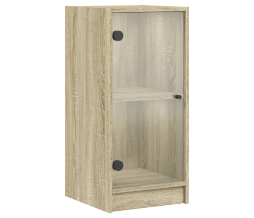 Armario auxiliar puertas de vidrio roble Sonoma 35x37x75,5 cm