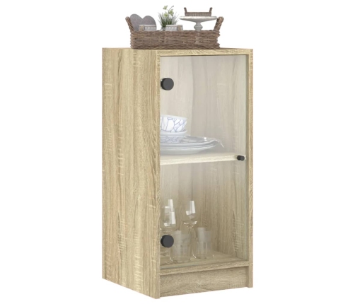 Armario auxiliar puertas de vidrio roble Sonoma 35x37x75,5 cm