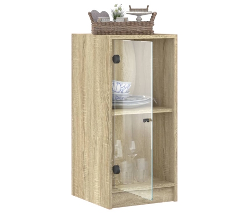 Armario auxiliar puertas de vidrio roble Sonoma 35x37x75,5 cm