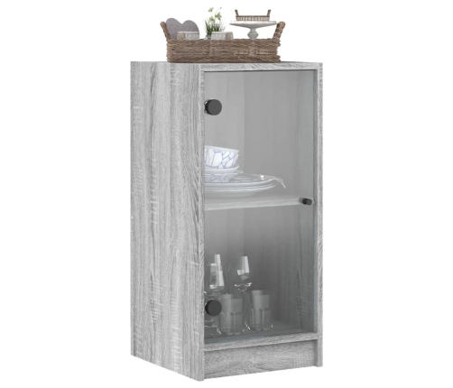 Armario auxiliar puertas de vidrio gris Sonoma 35x37x75,5 cm