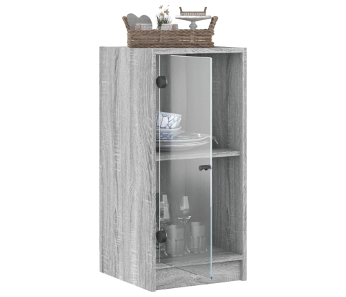 Armario auxiliar puertas de vidrio gris Sonoma 35x37x75,5 cm