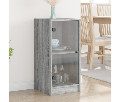 Armario auxiliar puertas de vidrio gris Sonoma 35x37x75,5 cm