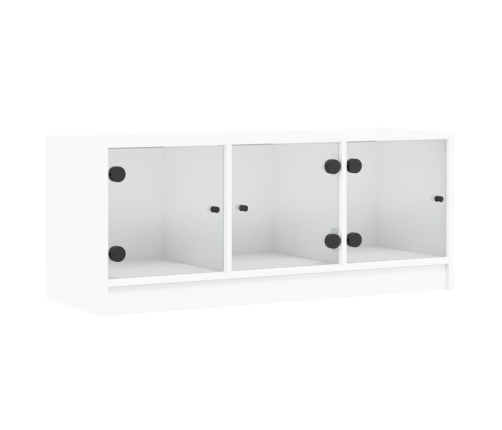 vidaXL Mueble de TV con puertas de vidrio blanco 102x37x42 cm