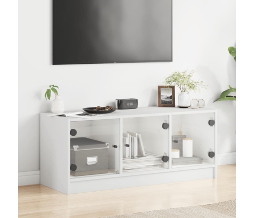 vidaXL Mueble de TV con puertas de vidrio blanco 102x37x42 cm