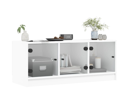 vidaXL Mueble de TV con puertas de vidrio blanco 102x37x42 cm