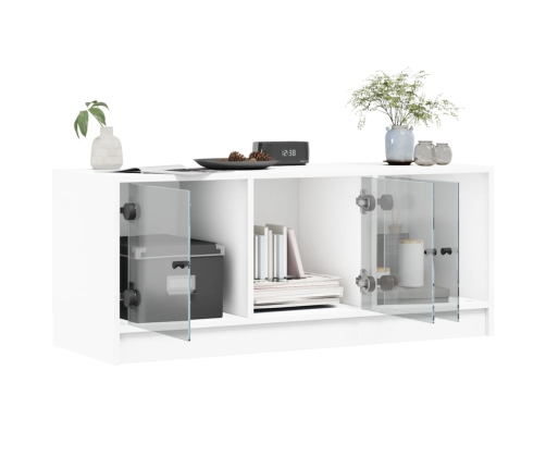 vidaXL Mueble de TV con puertas de vidrio blanco 102x37x42 cm