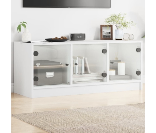 vidaXL Mueble de TV con puertas de vidrio blanco 102x37x42 cm