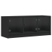 Mueble de TV con puertas de vidrio negro 102x37x42 cm