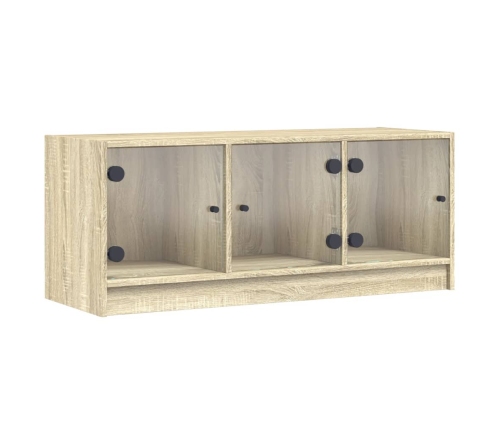 Mueble de TV con puertas de vidrio roble Sonoma 102x37x42 cm