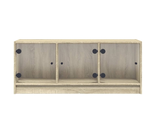 Mueble de TV con puertas de vidrio roble Sonoma 102x37x42 cm