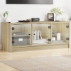 Mueble de TV con puertas de vidrio roble Sonoma 102x37x42 cm