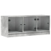 Mueble de TV con puertas de vidrio gris hormigón 102x37x42 cm